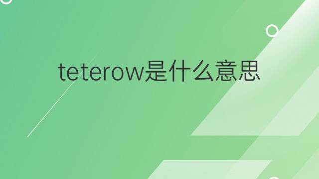 teterow是什么意思 teterow的翻译、读音、例句、中文解释
