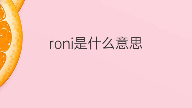 roni是什么意思 英文名roni的翻译、发音、来源