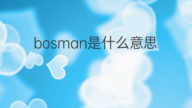 bosman是什么意思 英文名bosman的翻译、发音、来源