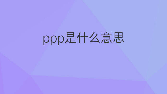 ppp是什么意思 ppp的中文翻译、读音、例句