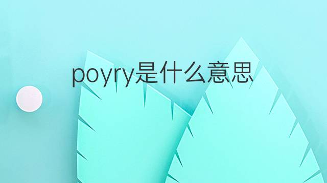 poyry是什么意思 poyry的中文翻译、读音、例句