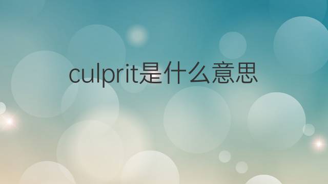 culprit是什么意思 culprit的中文翻译、读音、例句