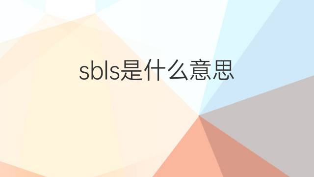 sbls是什么意思 sbls的中文翻译、读音、例句