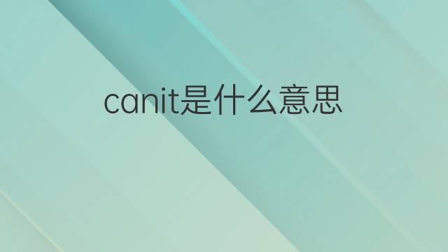 canit是什么意思 canit的中文翻译、读音、例句