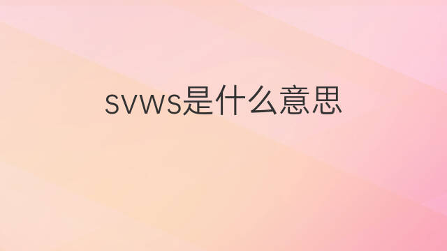 svws是什么意思 svws的中文翻译、读音、例句