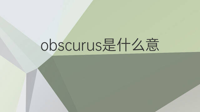 obscurus是什么意思 obscurus的中文翻译、读音、例句