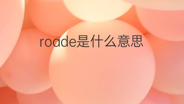 roade是什么意思 roade的中文翻译、读音、例句