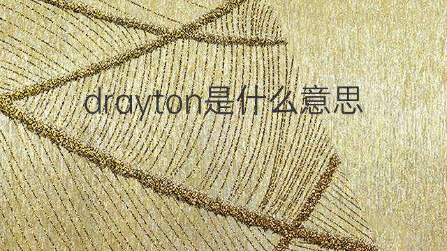 drayton是什么意思 drayton的中文翻译、读音、例句