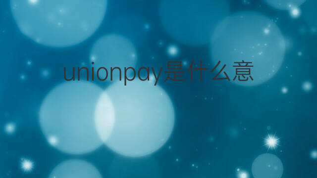 unionpay是什么意思 unionpay的中文翻译、读音、例句
