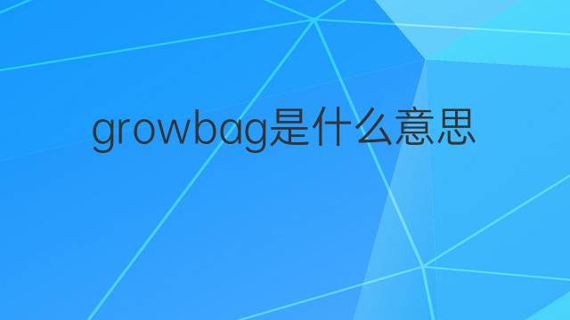 growbag是什么意思 growbag的中文翻译、读音、例句