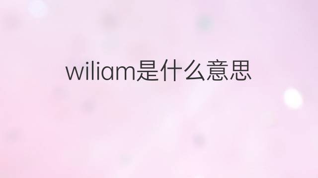 wiliam是什么意思 wiliam的中文翻译、读音、例句