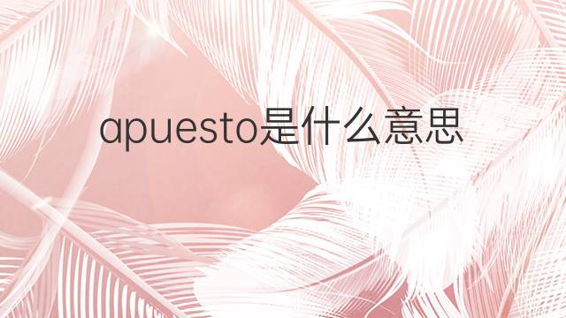 apuesto是什么意思 apuesto的中文翻译、读音、例句