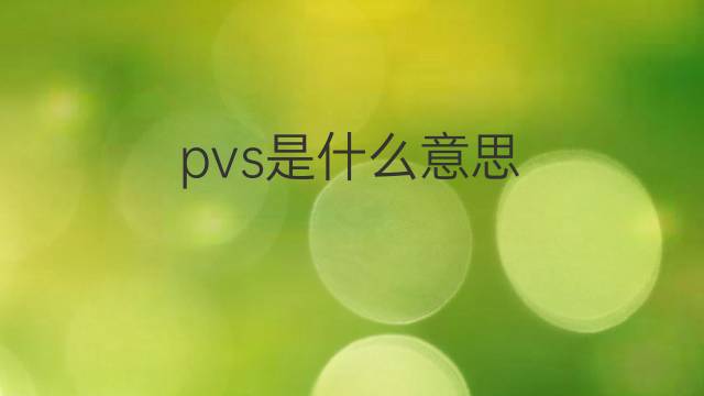 pvs是什么意思 pvs的中文翻译、读音、例句
