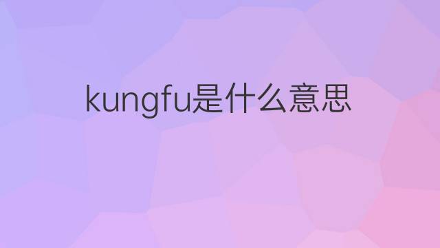kungfu是什么意思 kungfu的中文翻译、读音、例句