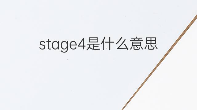 stage4是什么意思 stage4的中文翻译、读音、例句