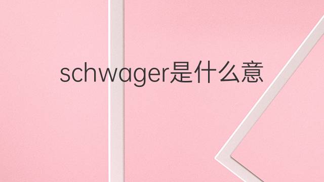 schwager是什么意思 schwager的中文翻译、读音、例句
