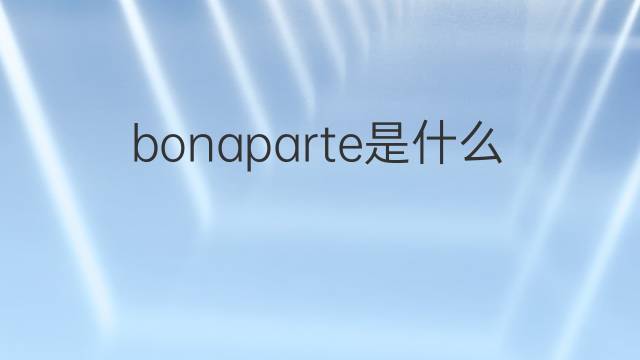 bonaparte是什么意思 bonaparte的中文翻译、读音、例句