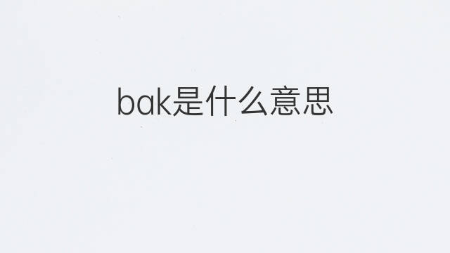 bak是什么意思 bak的翻译、读音、例句、中文解释
