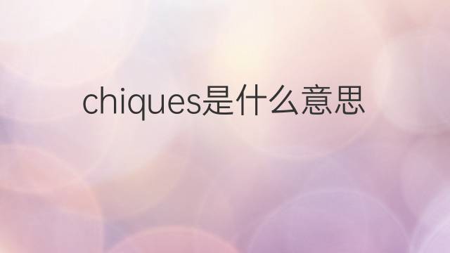 chiques是什么意思 chiques的中文翻译、读音、例句