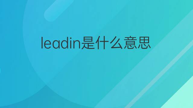 leadin是什么意思 leadin的中文翻译、读音、例句