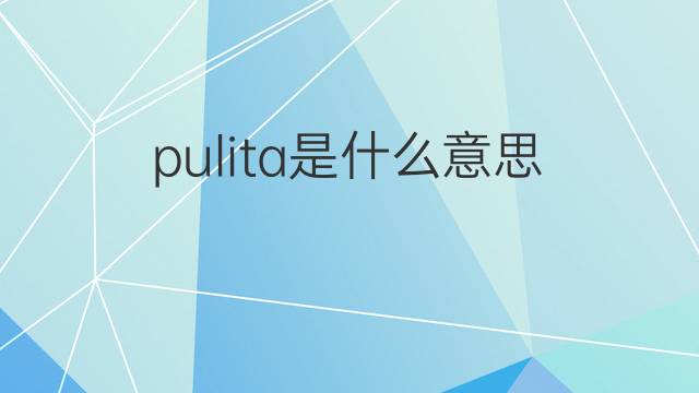 pulita是什么意思 pulita的翻译、读音、例句、中文解释
