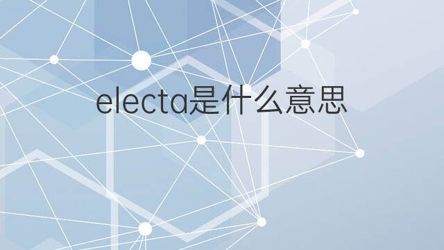 electa是什么意思 electa的翻译、读音、例句、中文解释