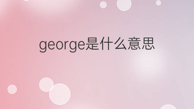 george是什么意思 george的翻译、读音、例句、中文解释