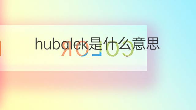hubalek是什么意思 hubalek的翻译、读音、例句、中文解释