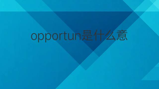 opportun是什么意思 opportun的翻译、读音、例句、中文解释