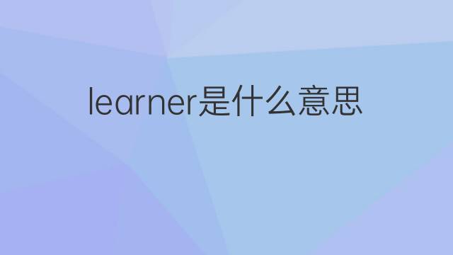 learner是什么意思 learner的中文翻译、读音、例句