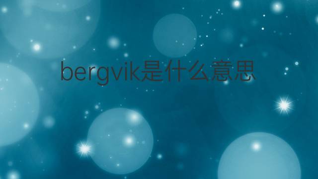 bergvik是什么意思 bergvik的中文翻译、读音、例句