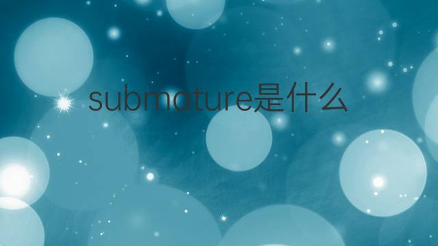submature是什么意思 submature的中文翻译、读音、例句