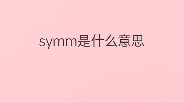 symm是什么意思 symm的中文翻译、读音、例句