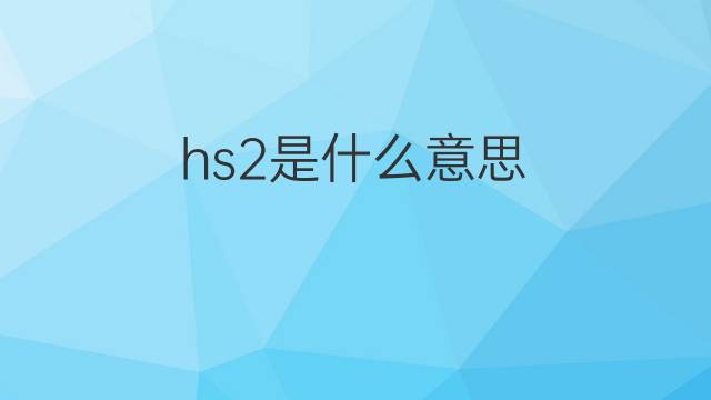 hs2是什么意思 hs2的中文翻译、读音、例句