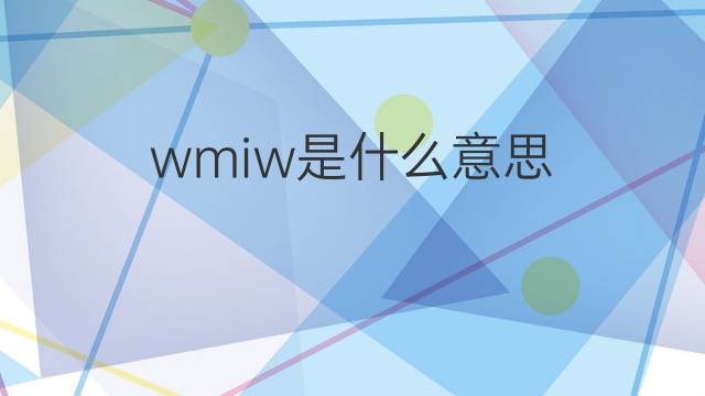 wmiw是什么意思 wmiw的中文翻译、读音、例句