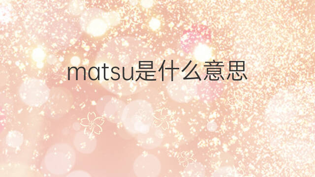 matsu是什么意思 matsu的中文翻译、读音、例句