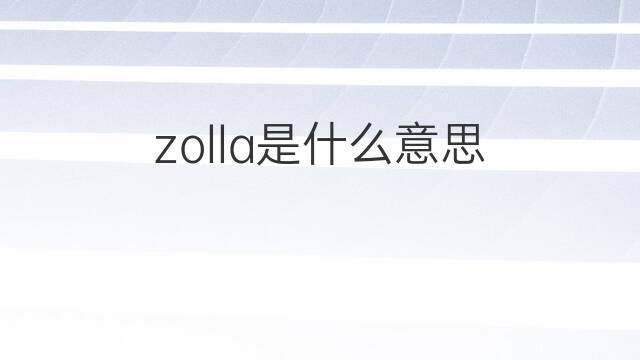 zolla是什么意思 zolla的中文翻译、读音、例句