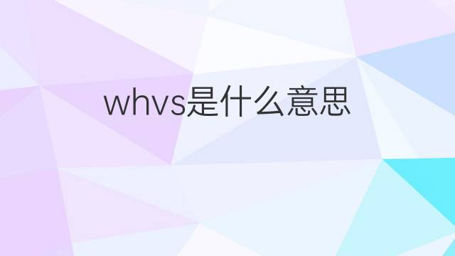 whvs是什么意思 whvs的中文翻译、读音、例句