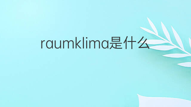 raumklima是什么意思 raumklima的中文翻译、读音、例句