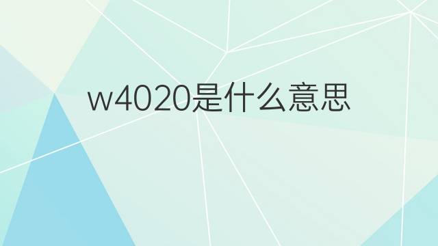 w4020是什么意思 w4020的中文翻译、读音、例句