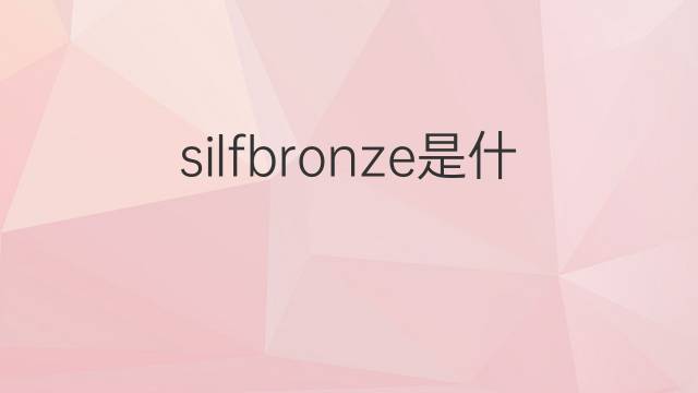 silfbronze是什么意思 silfbronze的中文翻译、读音、例句