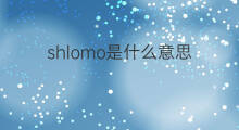 shlomo是什么意思 shlomo的中文翻译、读音、例句