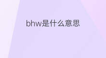 bhw是什么意思 bhw的中文翻译、读音、例句