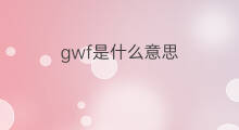 gwf是什么意思 gwf的中文翻译、读音、例句