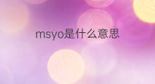 msyo是什么意思 msyo的中文翻译、读音、例句