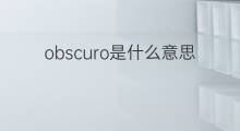 obscuro是什么意思 obscuro的中文翻译、读音、例句