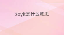 sayit是什么意思 sayit的中文翻译、读音、例句